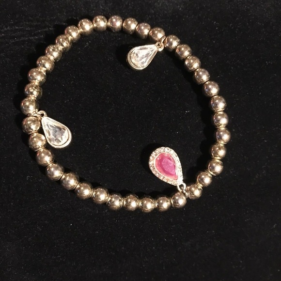 Gold Bead Bracelet With Teardrop Charms - Picture 1 of 3